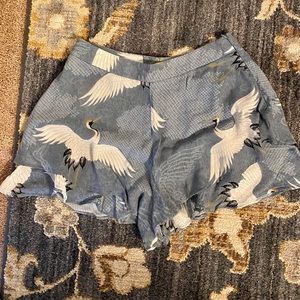 Zara crane print ruffle bermuda shorts
